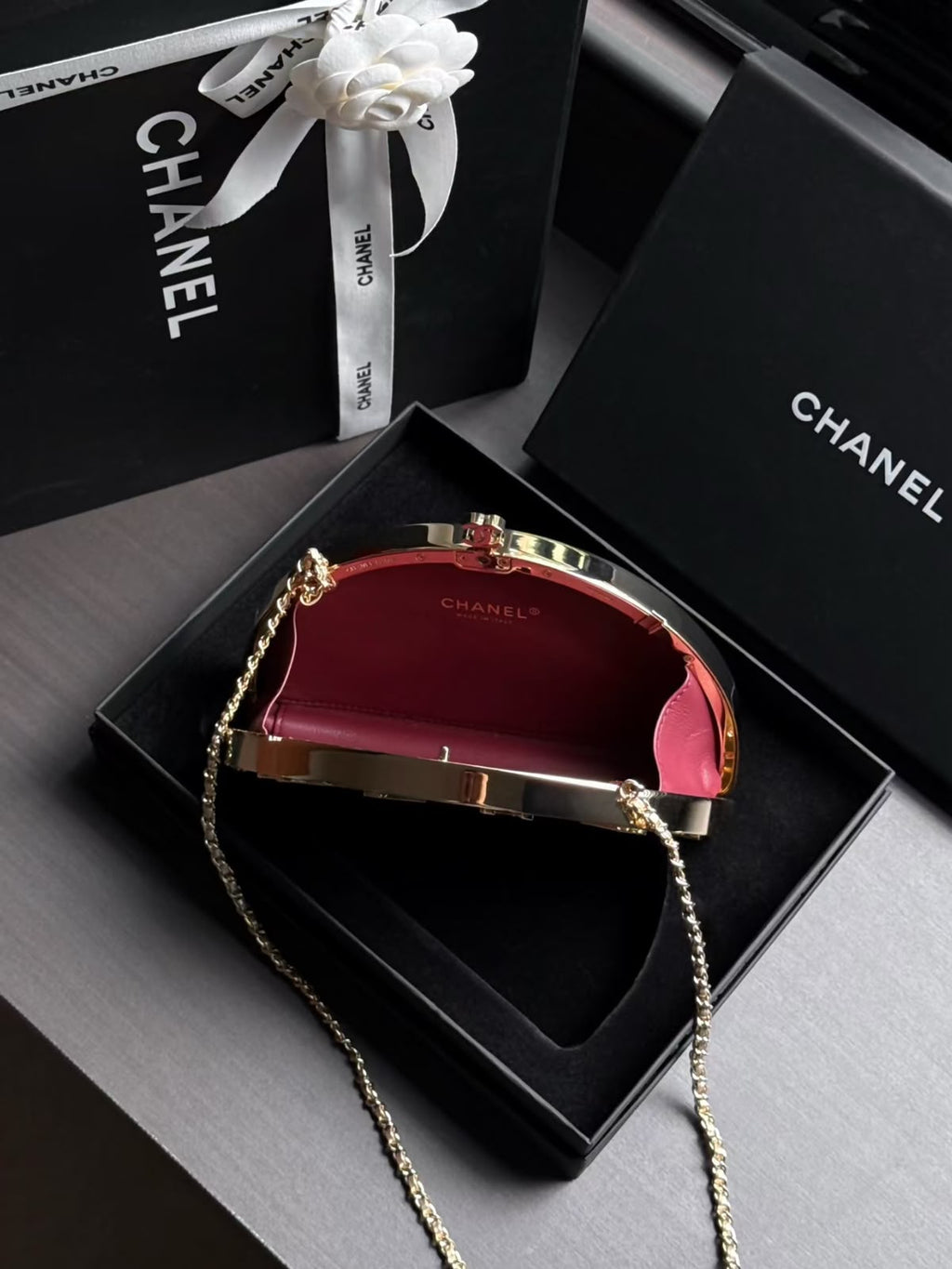 CHANEL Semicircle Chain Evening Bag