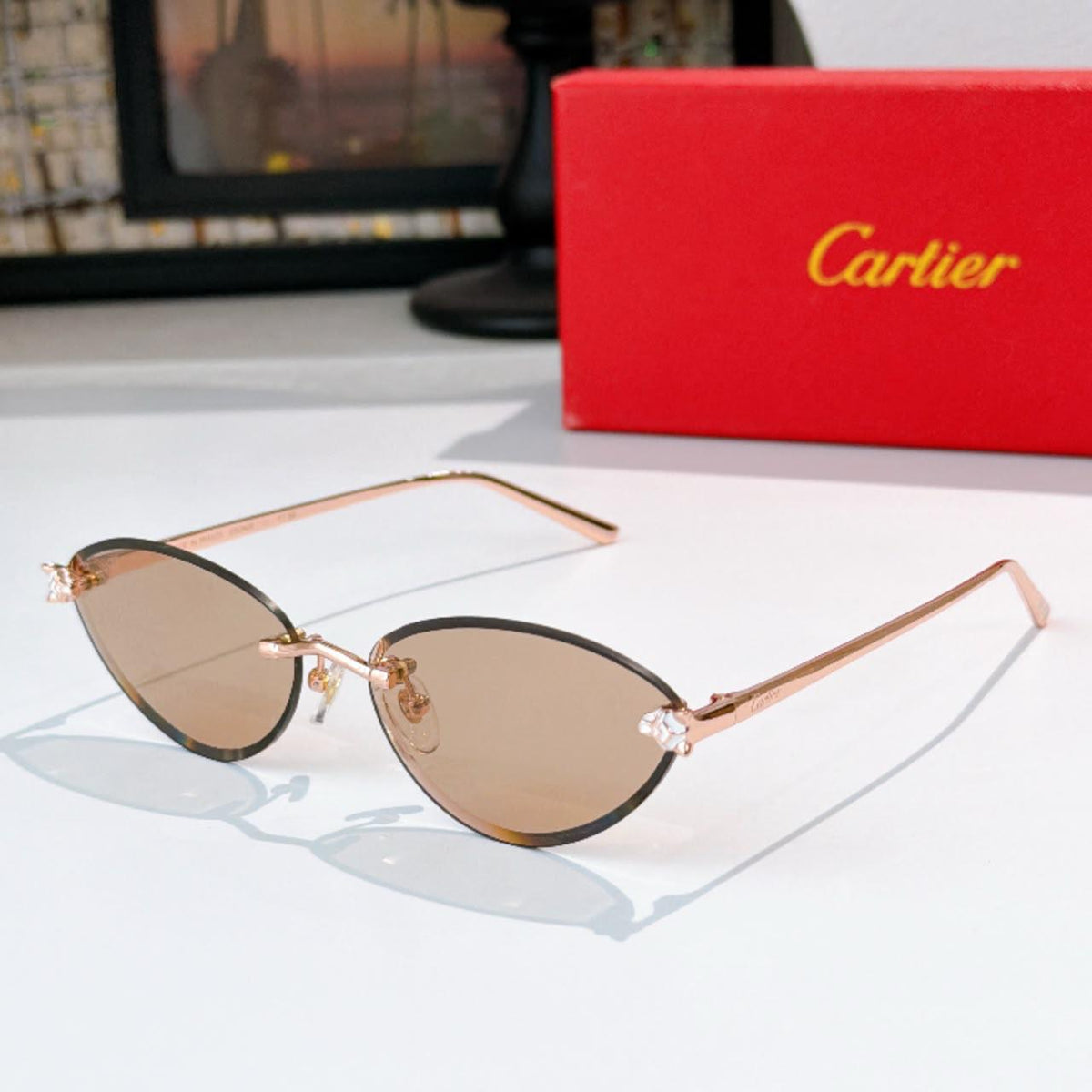 Cartier Oval Cat Eye Metal Sunglasses