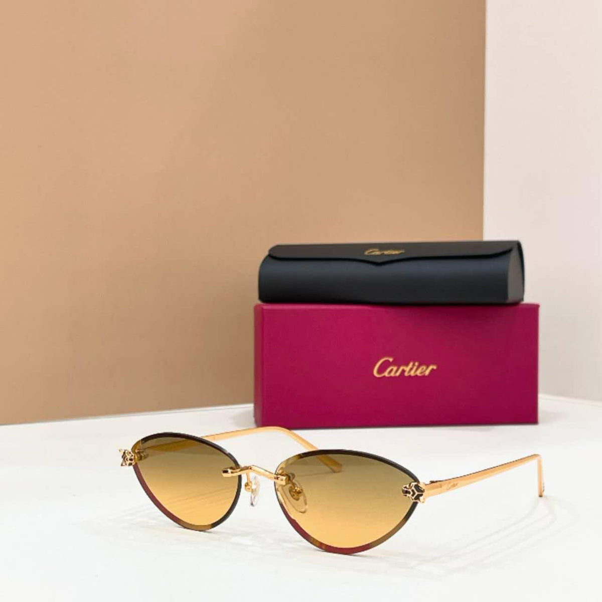 Cartier Oval Cat Eye Metal Sunglasses