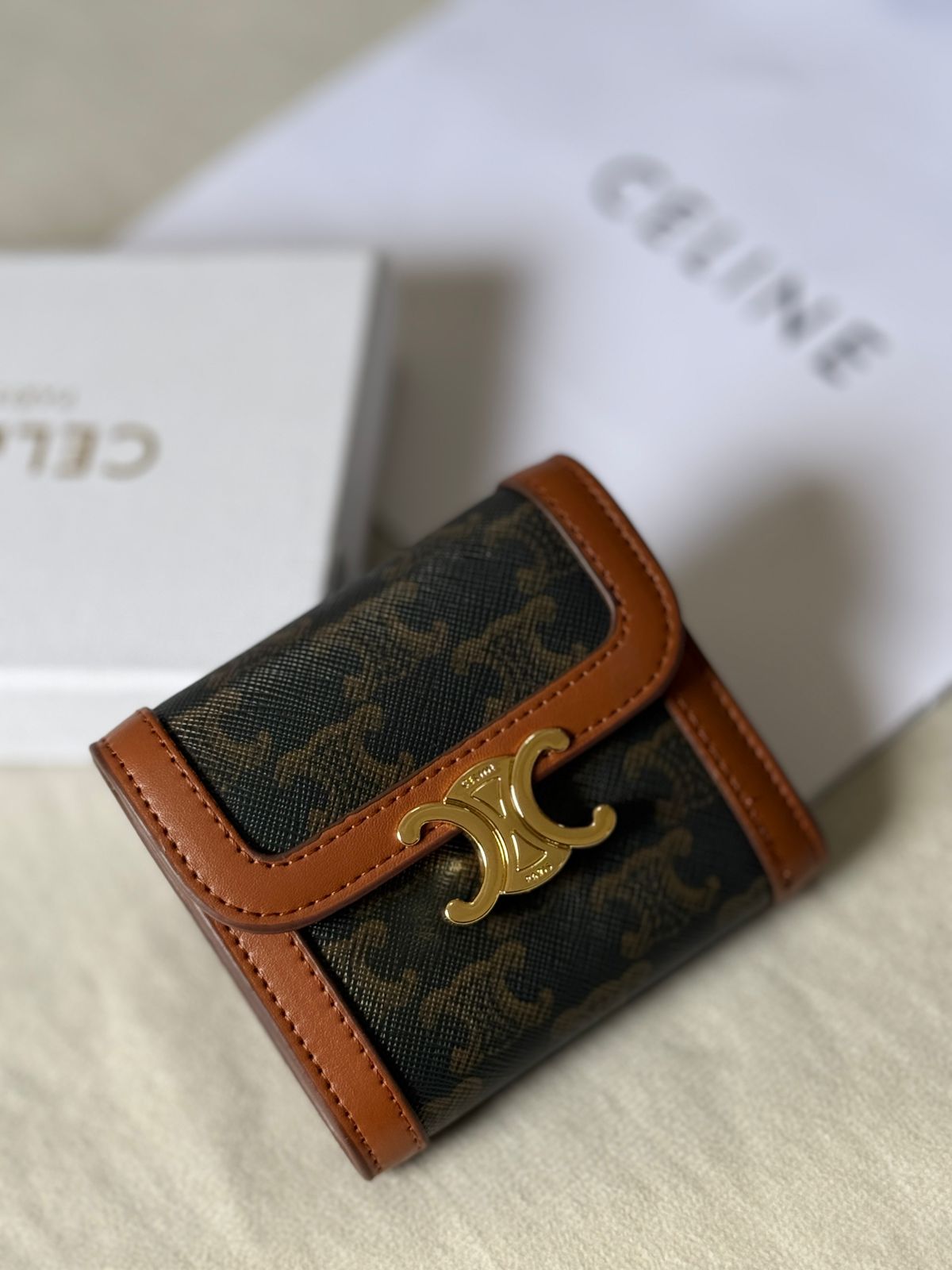 celine Triomphe Compact Flap Wallet