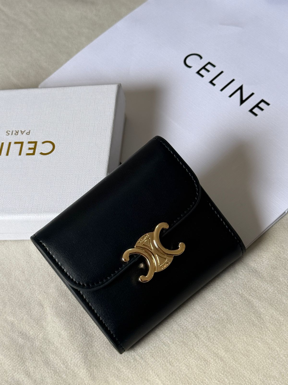 celine Triomphe Compact Flap Wallet