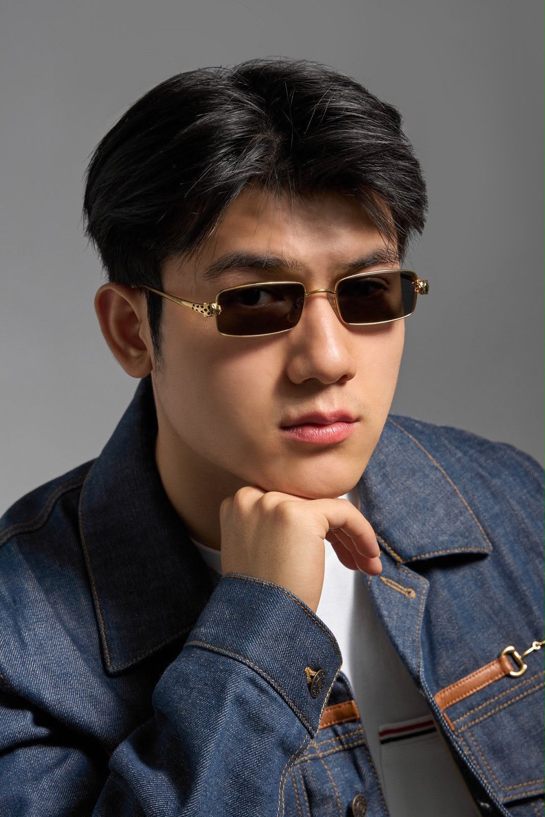 Cartier Rectangular Panther Temple Sunglasses