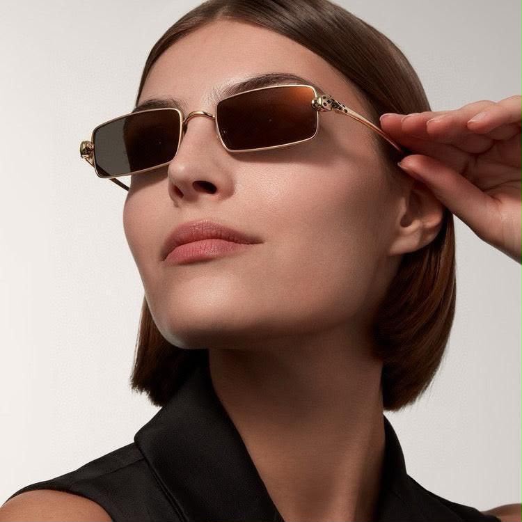 Cartier Rectangular Panther Temple Sunglasses