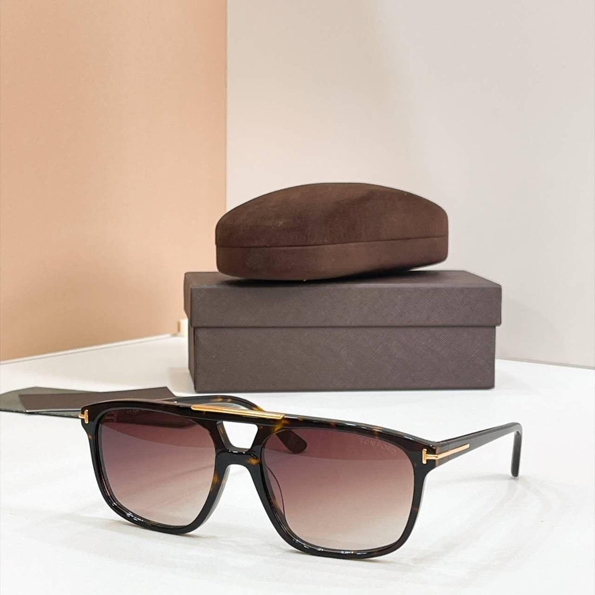 T Accent Double Bridge Square Sunglasses