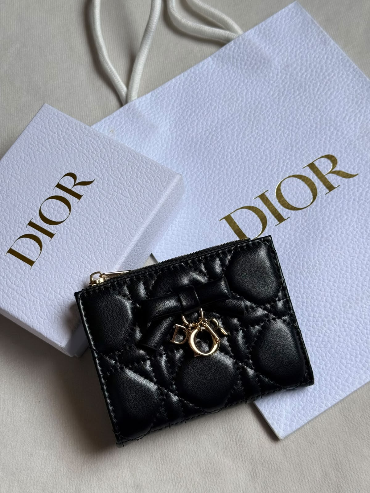 Dior Cannage Bow Zip Wallet