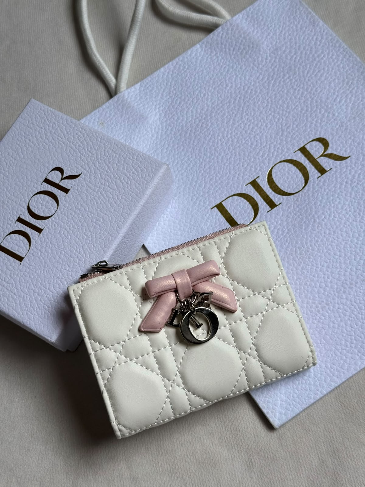Dior Cannage Bow Zip Wallet