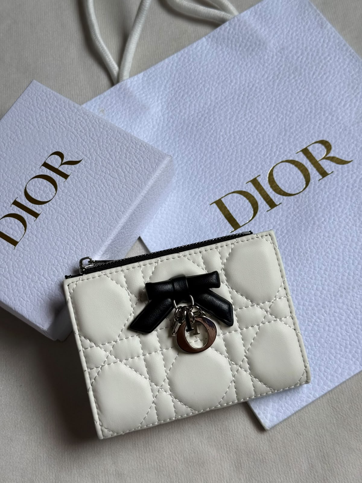 Dior Cannage Bow Zip Wallet