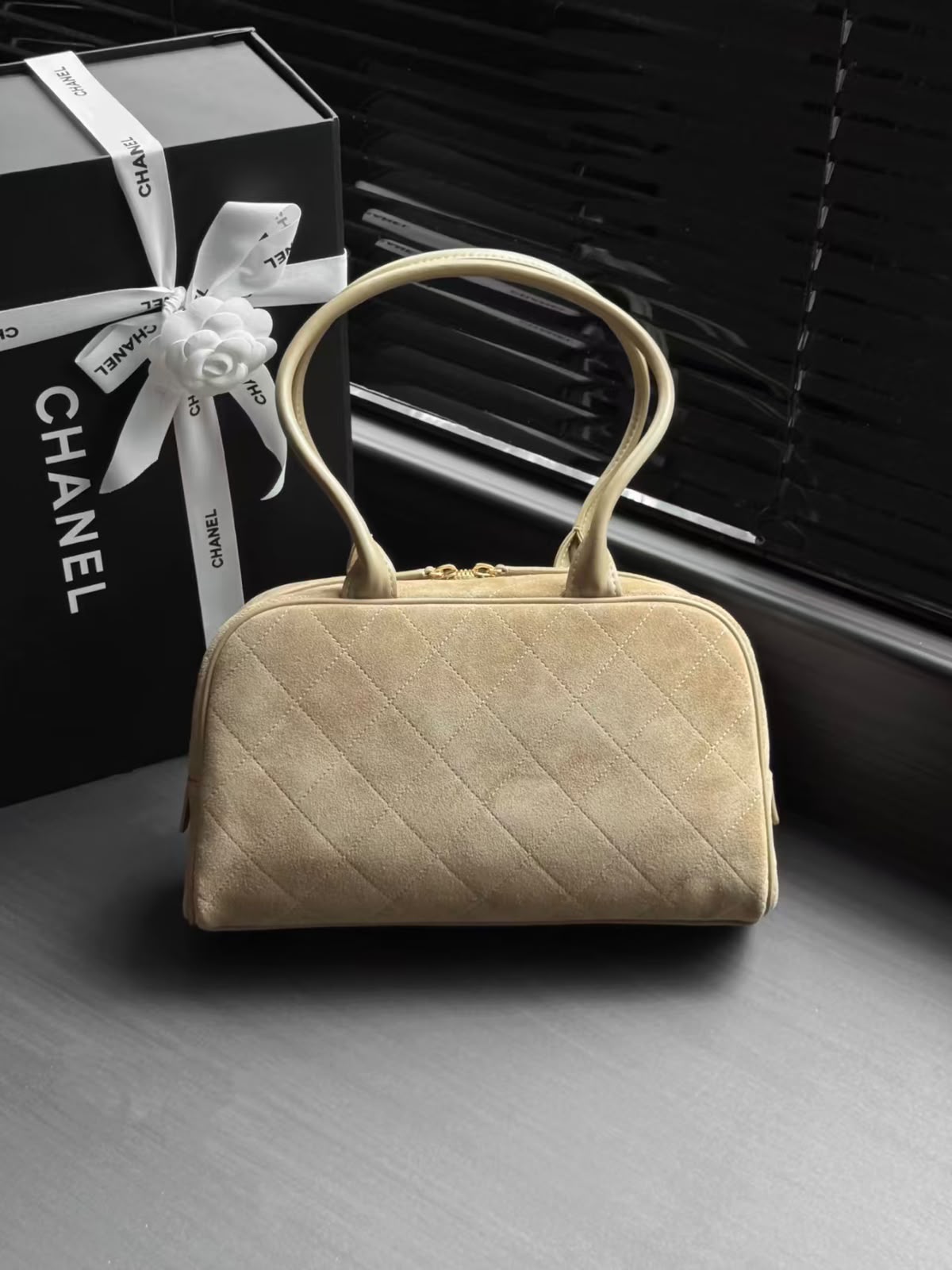 CHANEL Quilted Zip-Top Bowling Bag