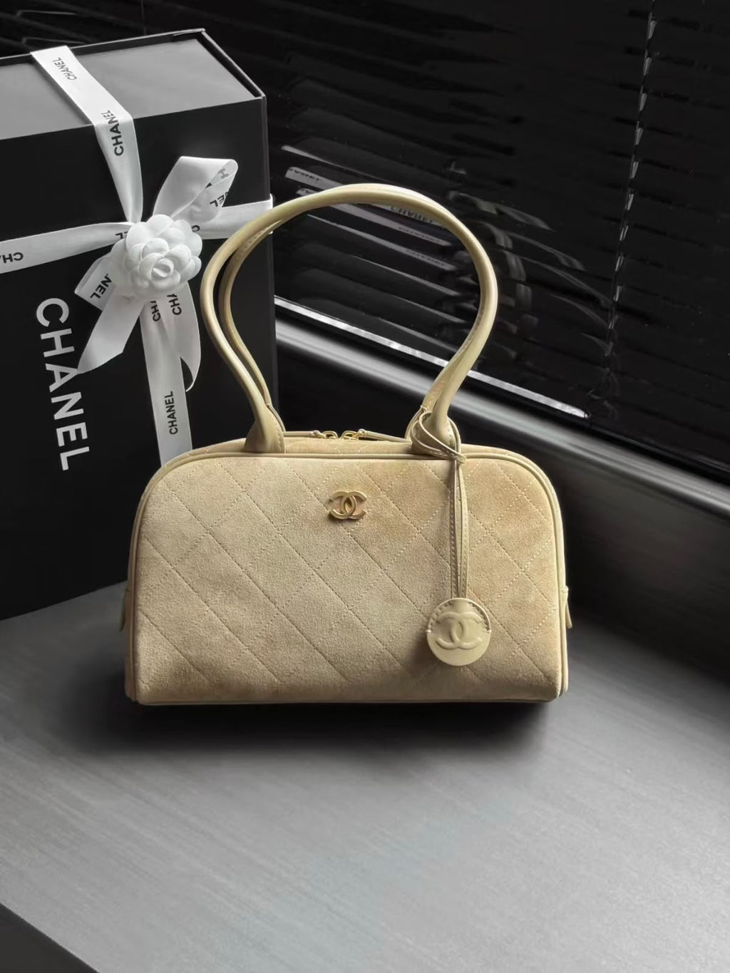 CHANEL Quilted Zip-Top Bowling Bag