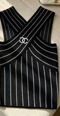 Chanel Criss-Cross Ribbed Knit CC Tank Top