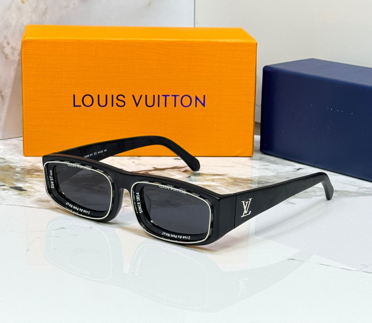 LV Rectangular Lettered Rim Sunglasses