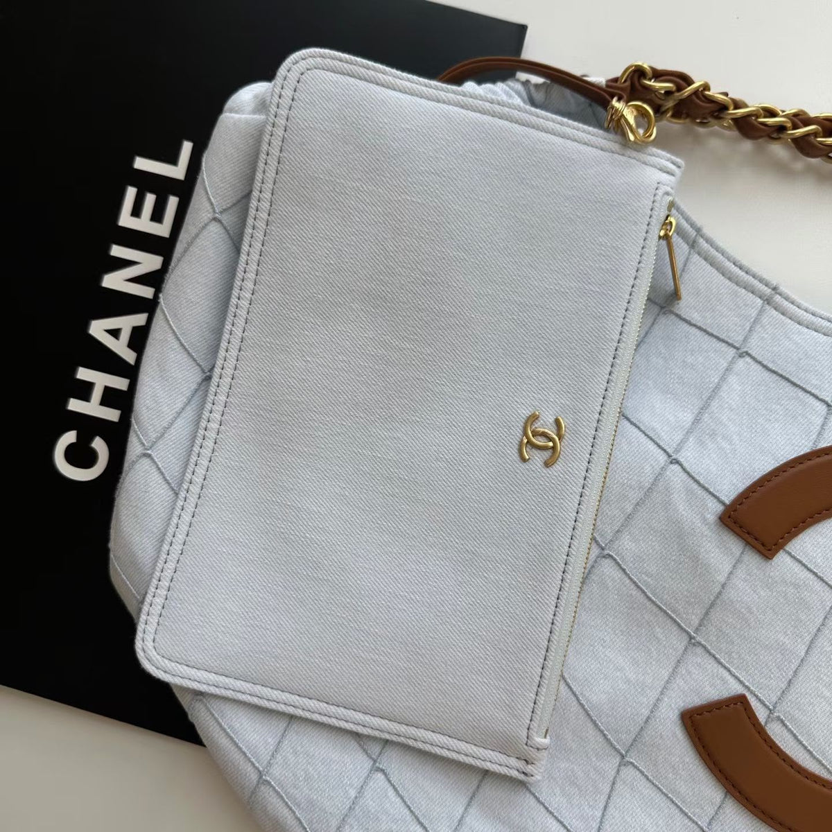 CHANEL Large-Logo Quilted Shoulder Bag