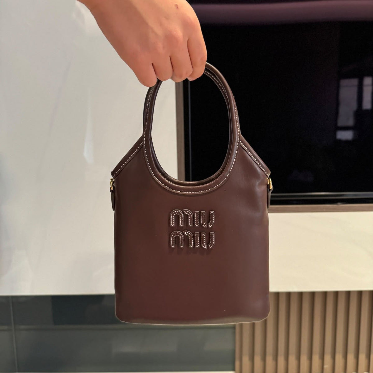 Miu Miu Textured Oval Handle Bag