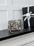 CHANEL Multicolor Sequin Chain Flap Bag