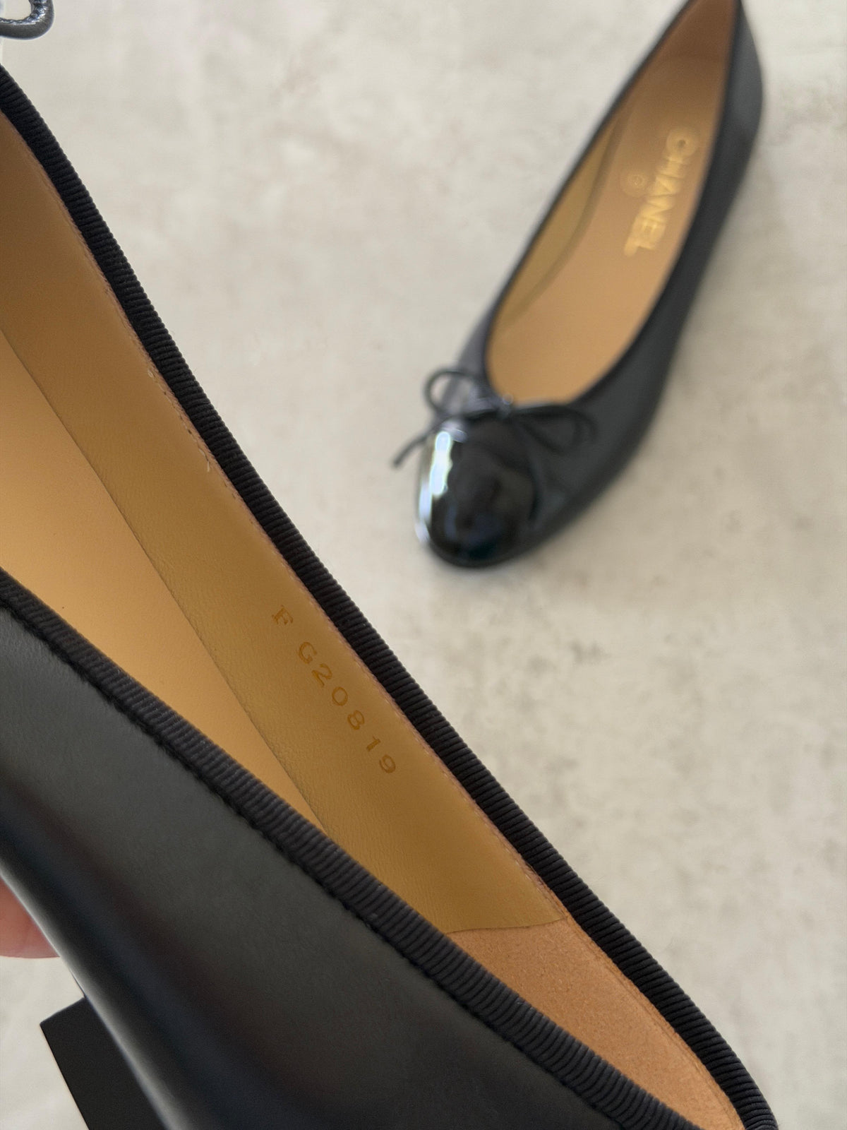 CHANEL Cap-Toe Bow Ballet Flats