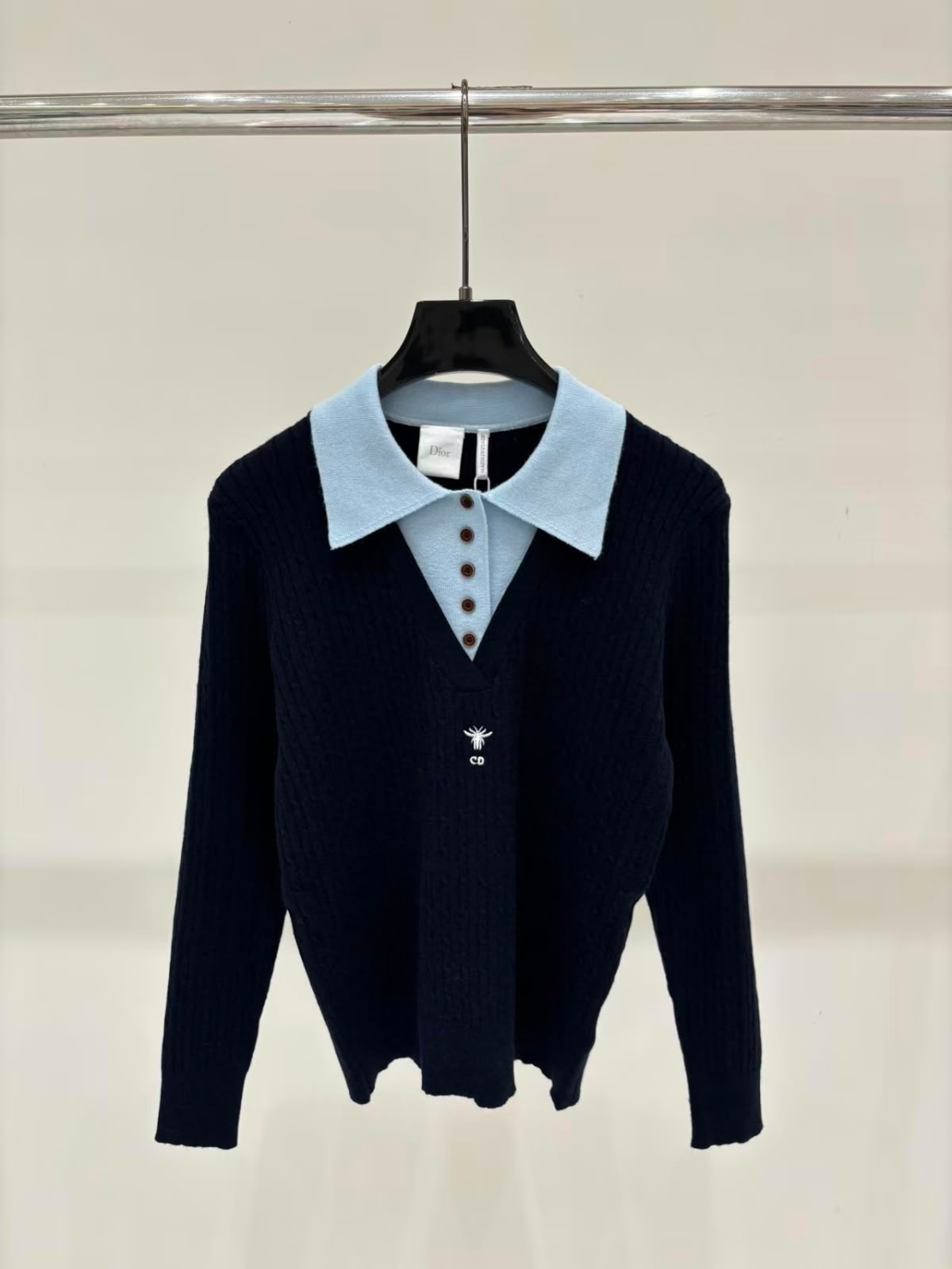 DIOR Layered-Collar Knit Sweater