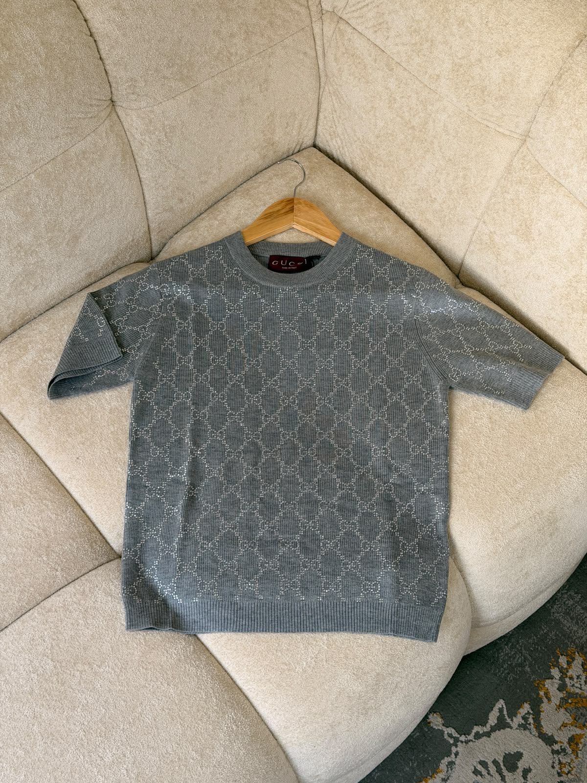 GUCCI Embellished Monogram Knit Top