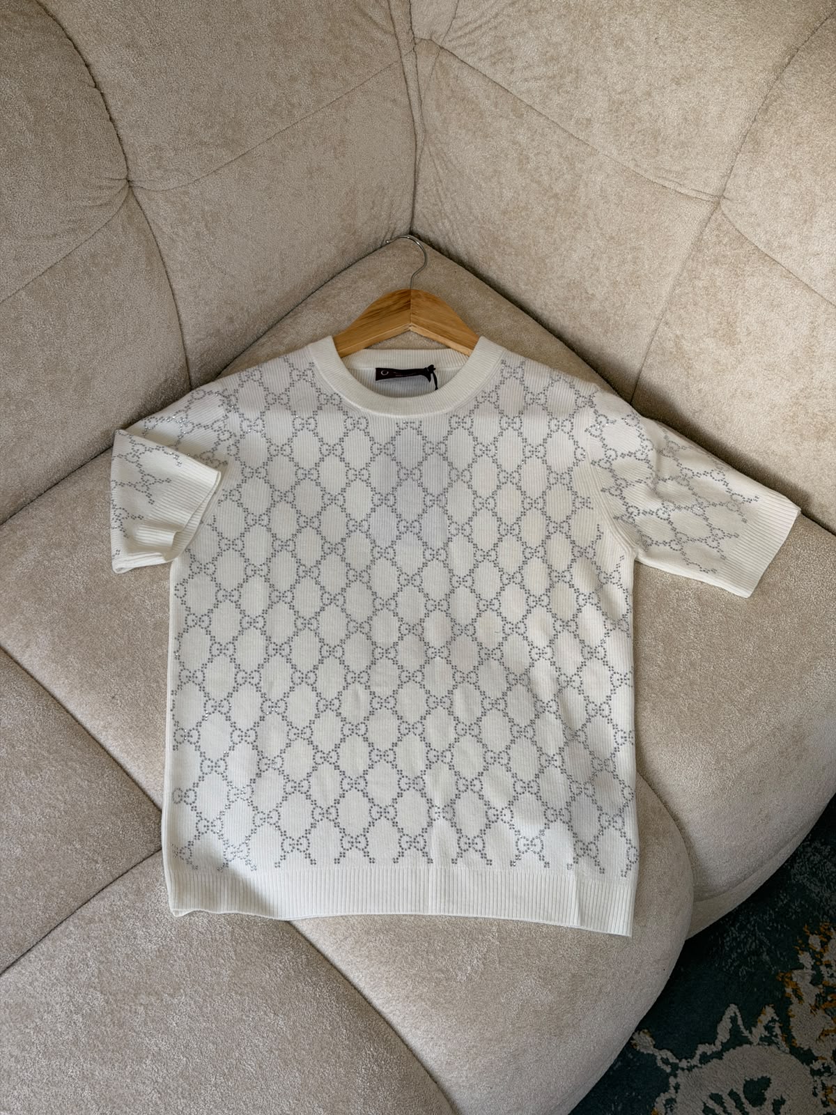 GUCCI Embellished Monogram Knit Top
