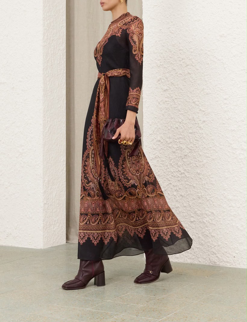 ZIMMERMANN Paisley-Print Belted Maxi Dress