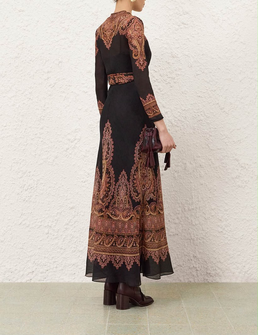 ZIMMERMANN Paisley-Print Belted Maxi Dress