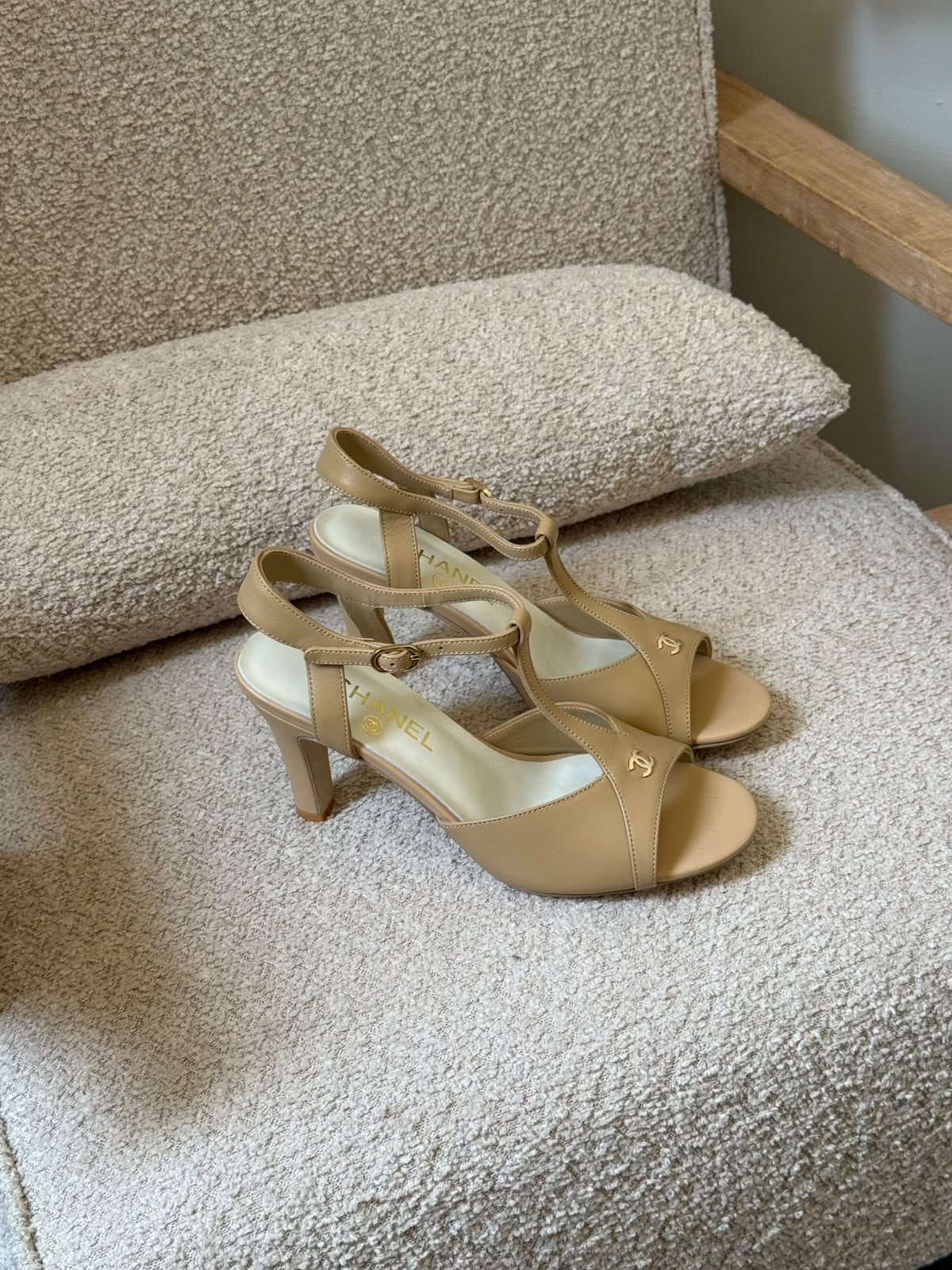 CHANEL Cross-Strap Ankle-Strap Heels
