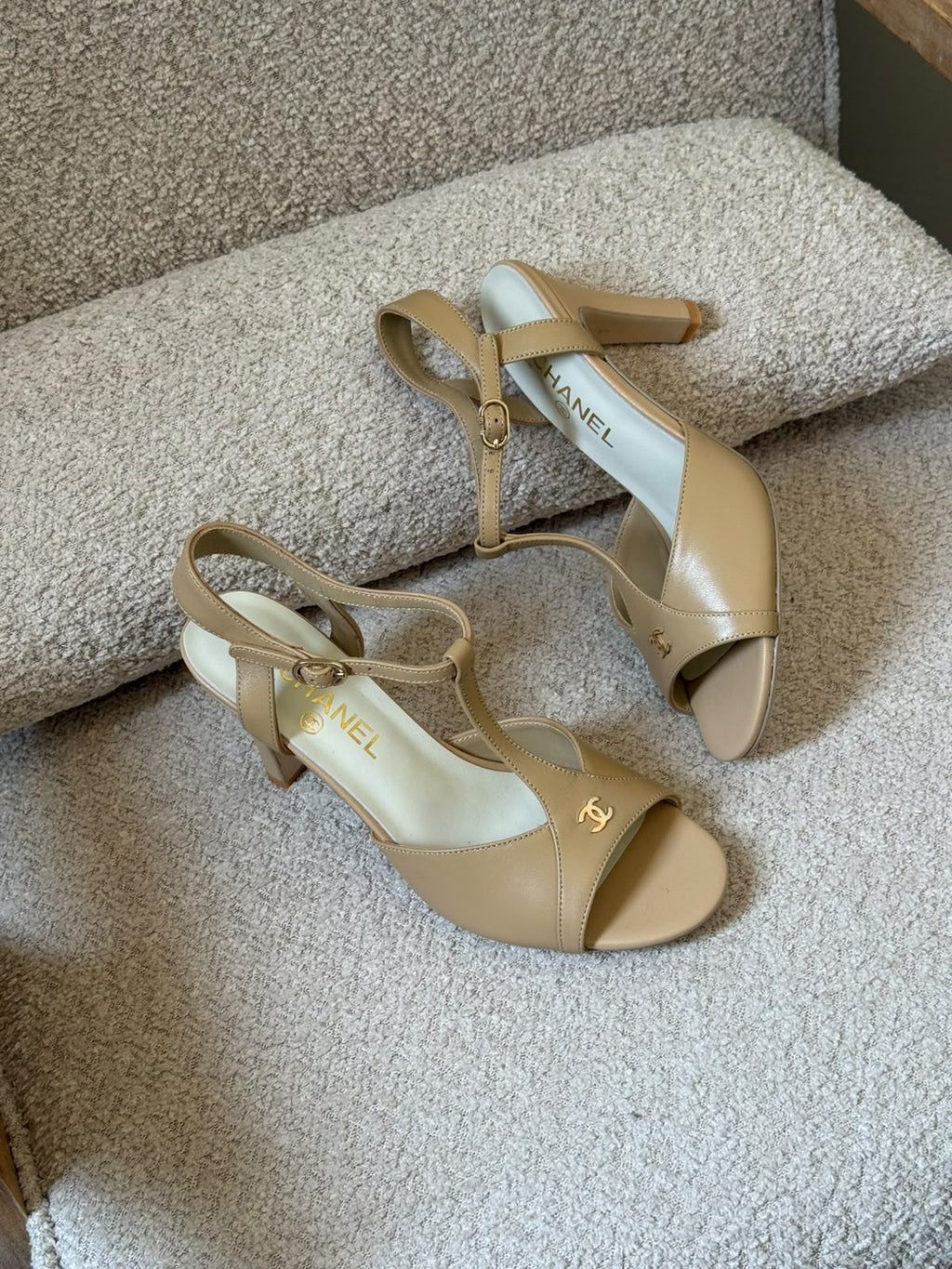 CHANEL Cross-Strap Ankle-Strap Heels