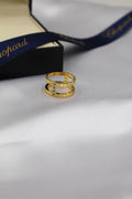Chopard Ice Cube-Inspired Double-Band Rings — Geometric Square-Pattern Design with Sparkling Stone Accents, Available in Yellow Gold-Tone, Rose Gold-Tone & Silver-Tone Finishes.