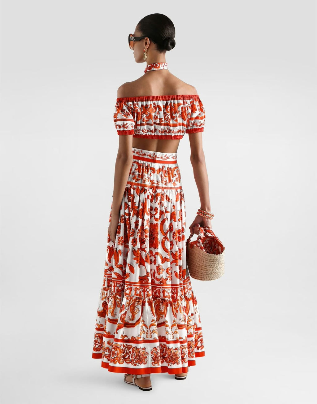 DOLCE & GABBANA Orange Printed Skirt Set