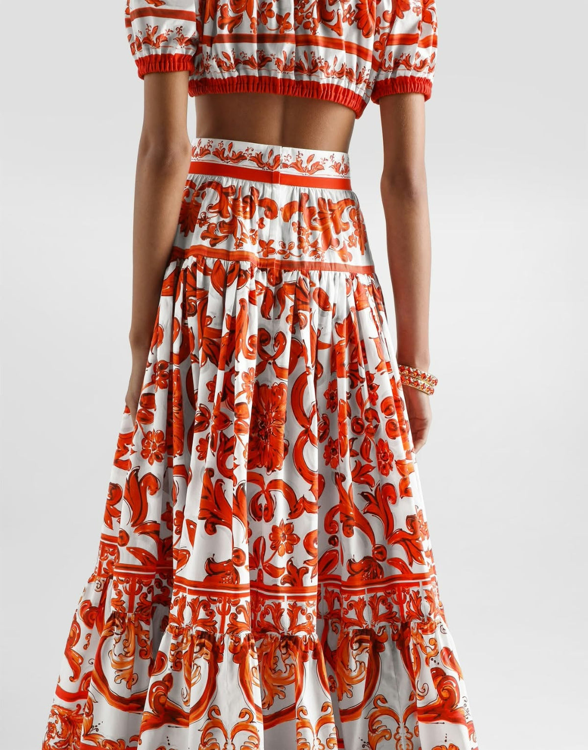 DOLCE & GABBANA Orange Printed Skirt Set