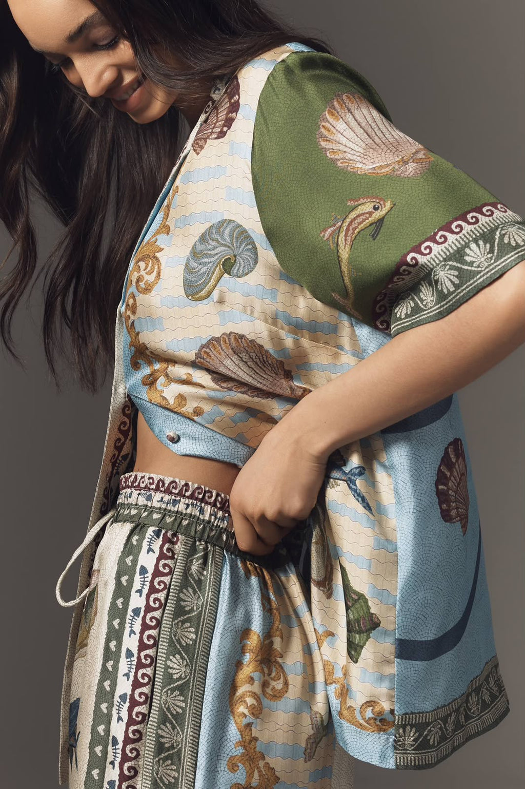 ALEMAIS Marine-Print Shirt and Trousers Set