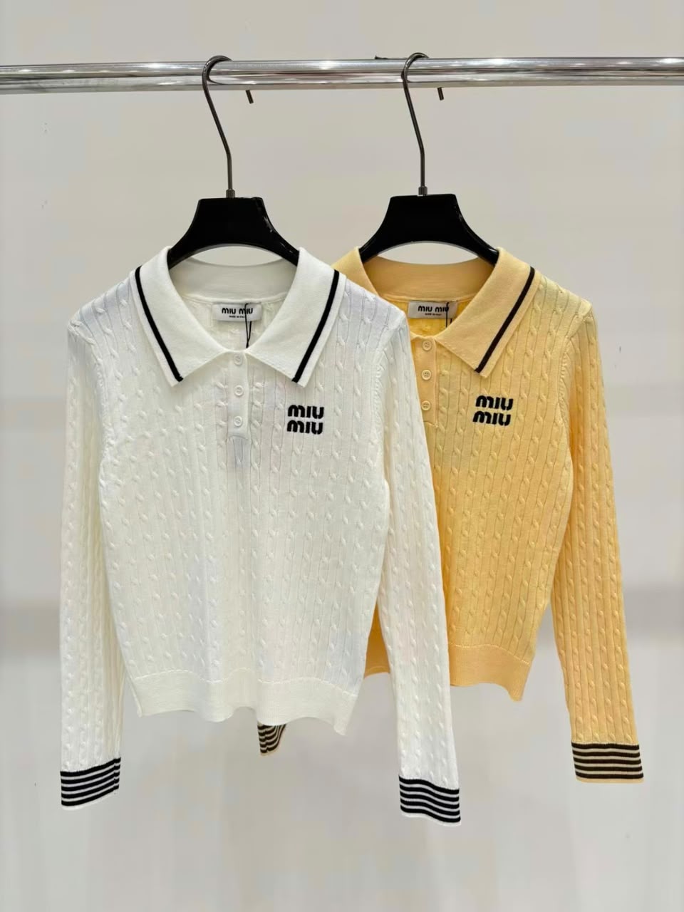 MIU MIU Textured Polo Sweater