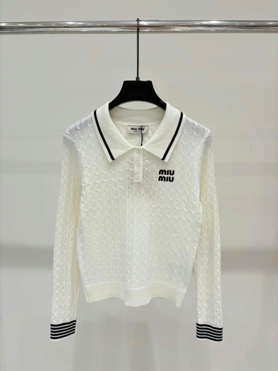 MIU MIU Textured Polo Sweater