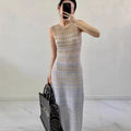 SANDRO Chevron Sleeveless Midi Dress