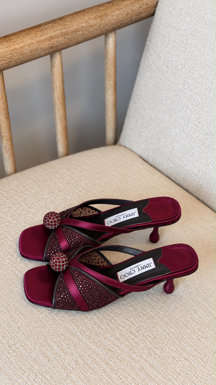 JIMMY CHOO Crystal-Knot Mule Heels