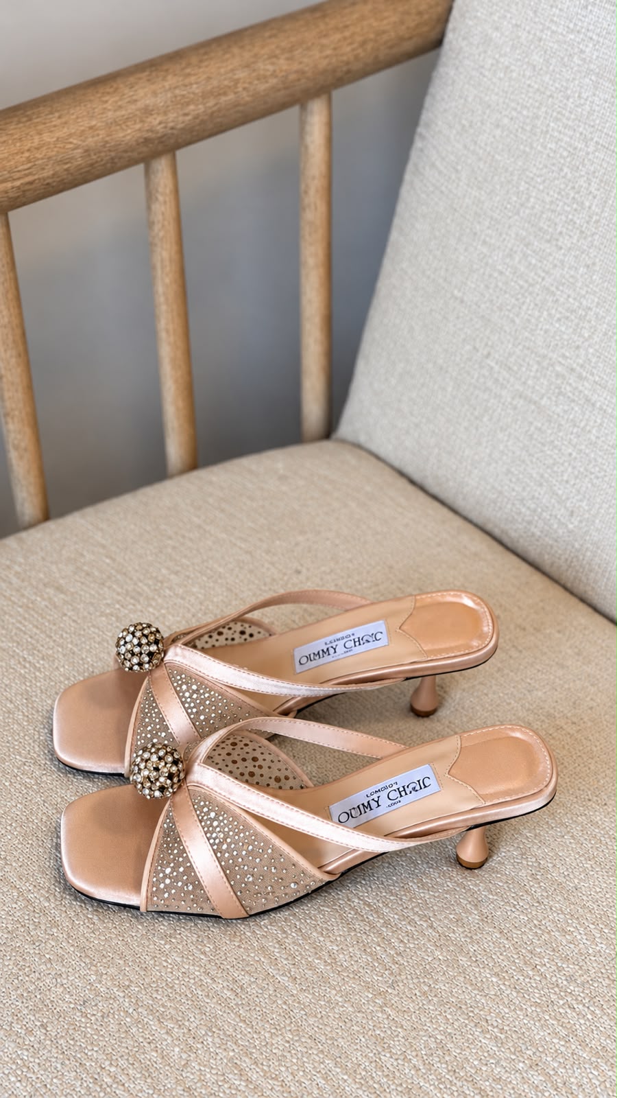 JIMMY CHOO Crystal-Knot Mule Heels