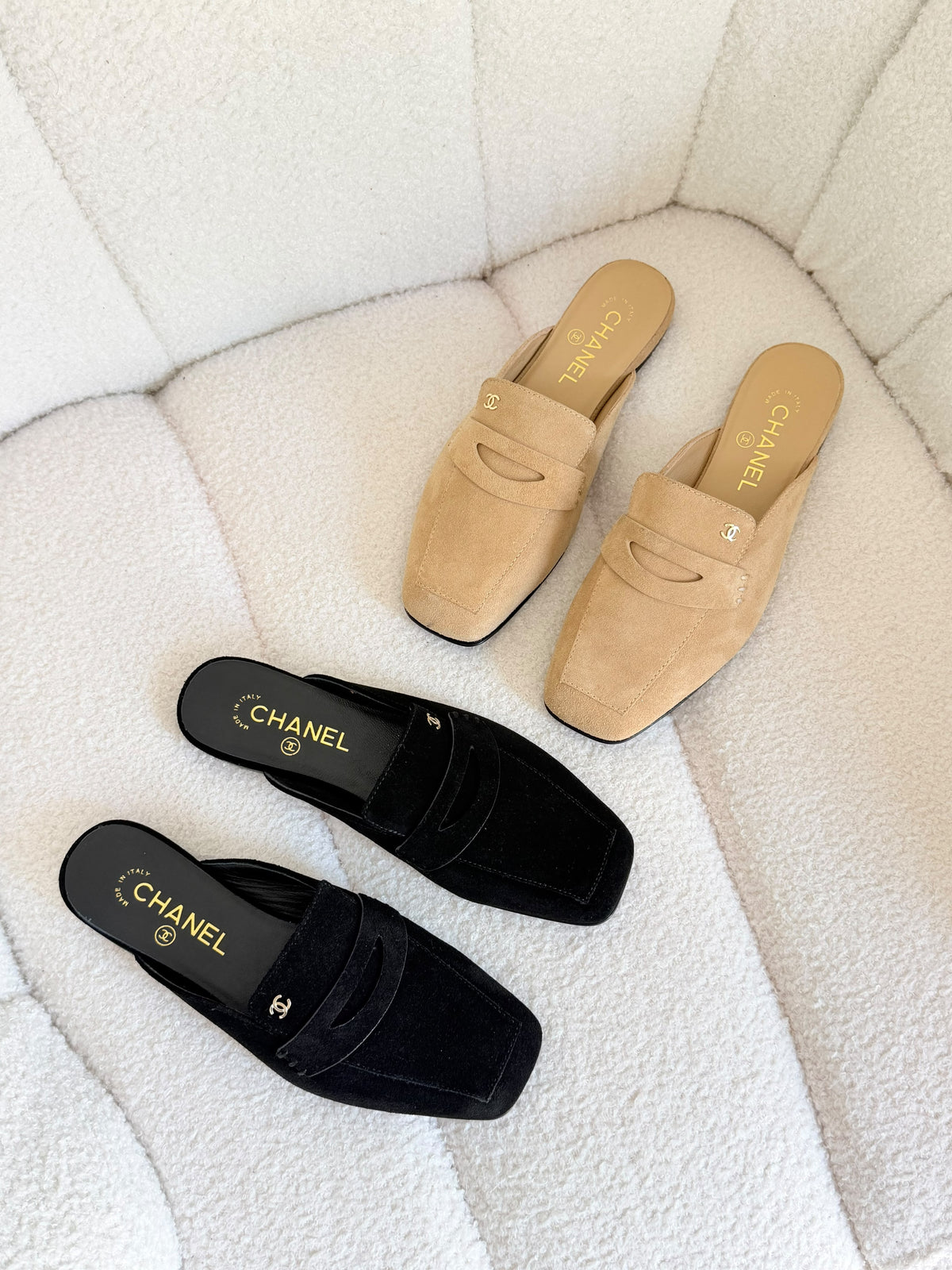 CHANEL Square-Toe Loafer Mule Flats