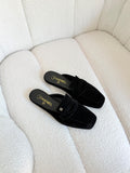 CHANEL Square-Toe Loafer Mule Flats