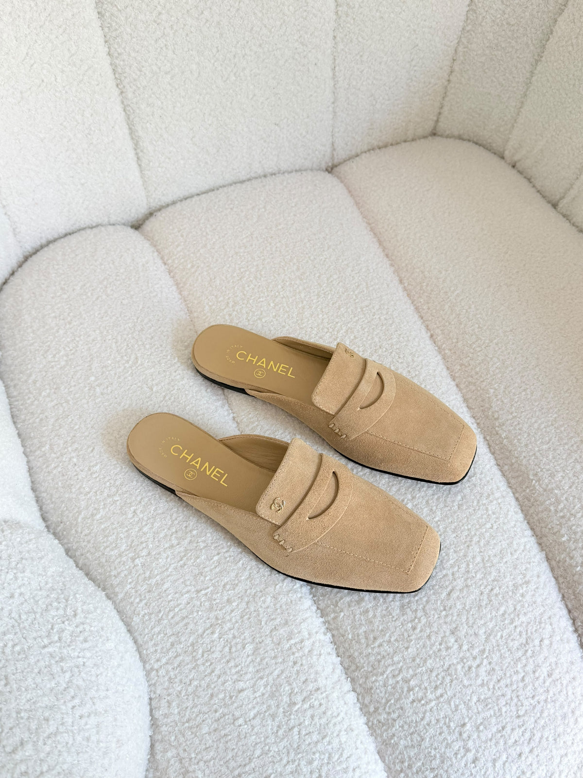 CHANEL Square-Toe Loafer Mule Flats