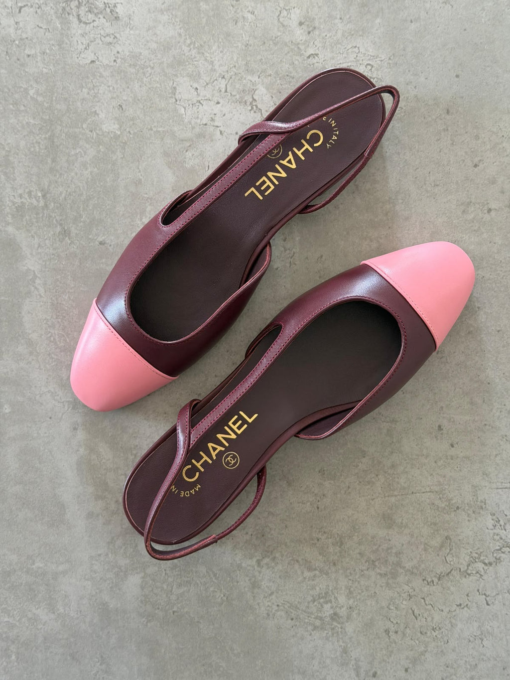 CHANEL Two-Tone Slingback Flats