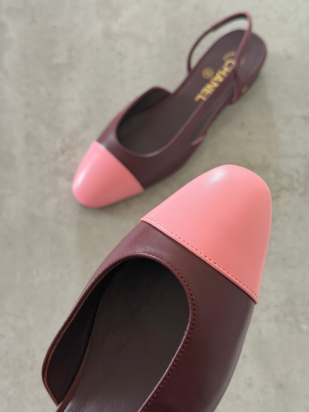 CHANEL Two-Tone Slingback Flats