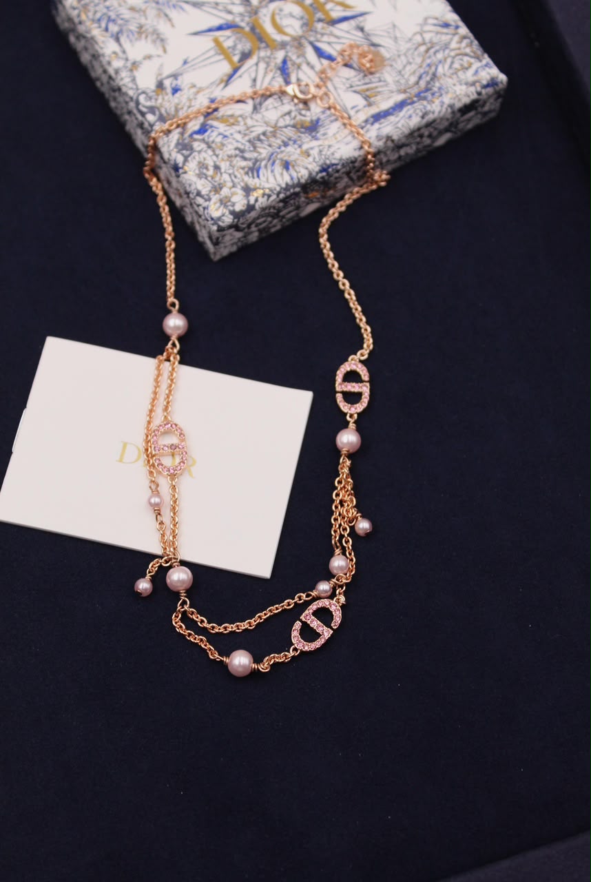 Dior CD Pearl Layered Necklace