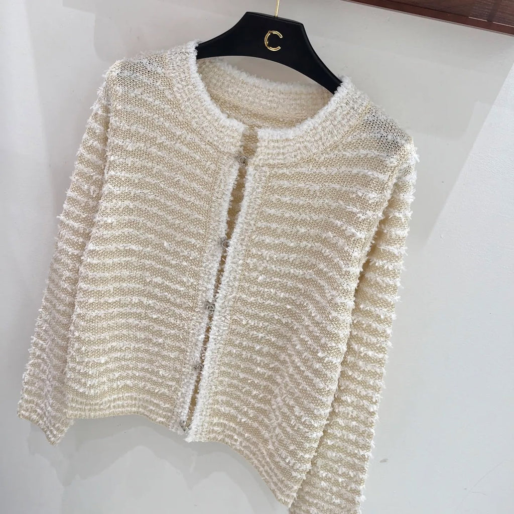 CHANEL Textured Fringe-Trim Cardigan