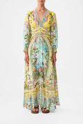 Camilla Floral Print Silk Long-Sleeve Maxi Dress
