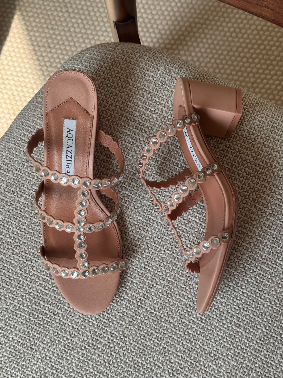 Aquazzura Crystal-Embellished Scalloped Strap
