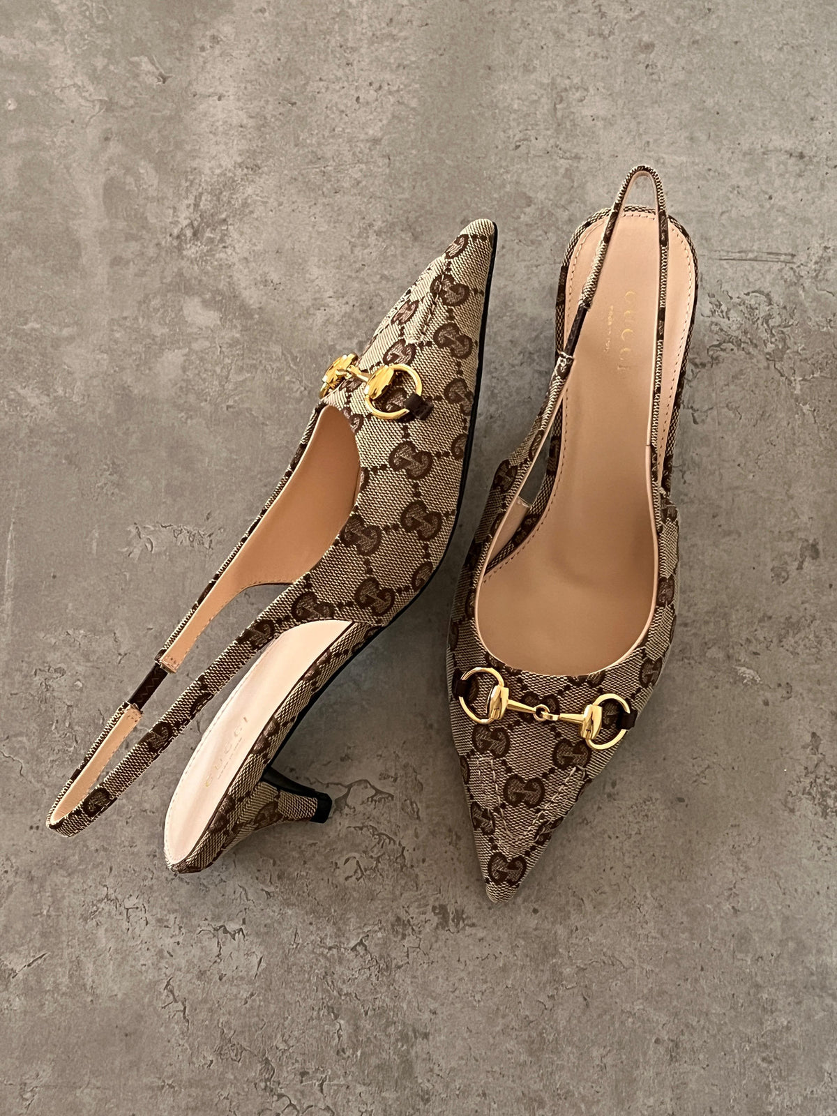 Gucci Canvas Slingback Pump with Horsebit