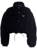 Prada Velvet Puffer Jacket with Enamel Triangle Logo