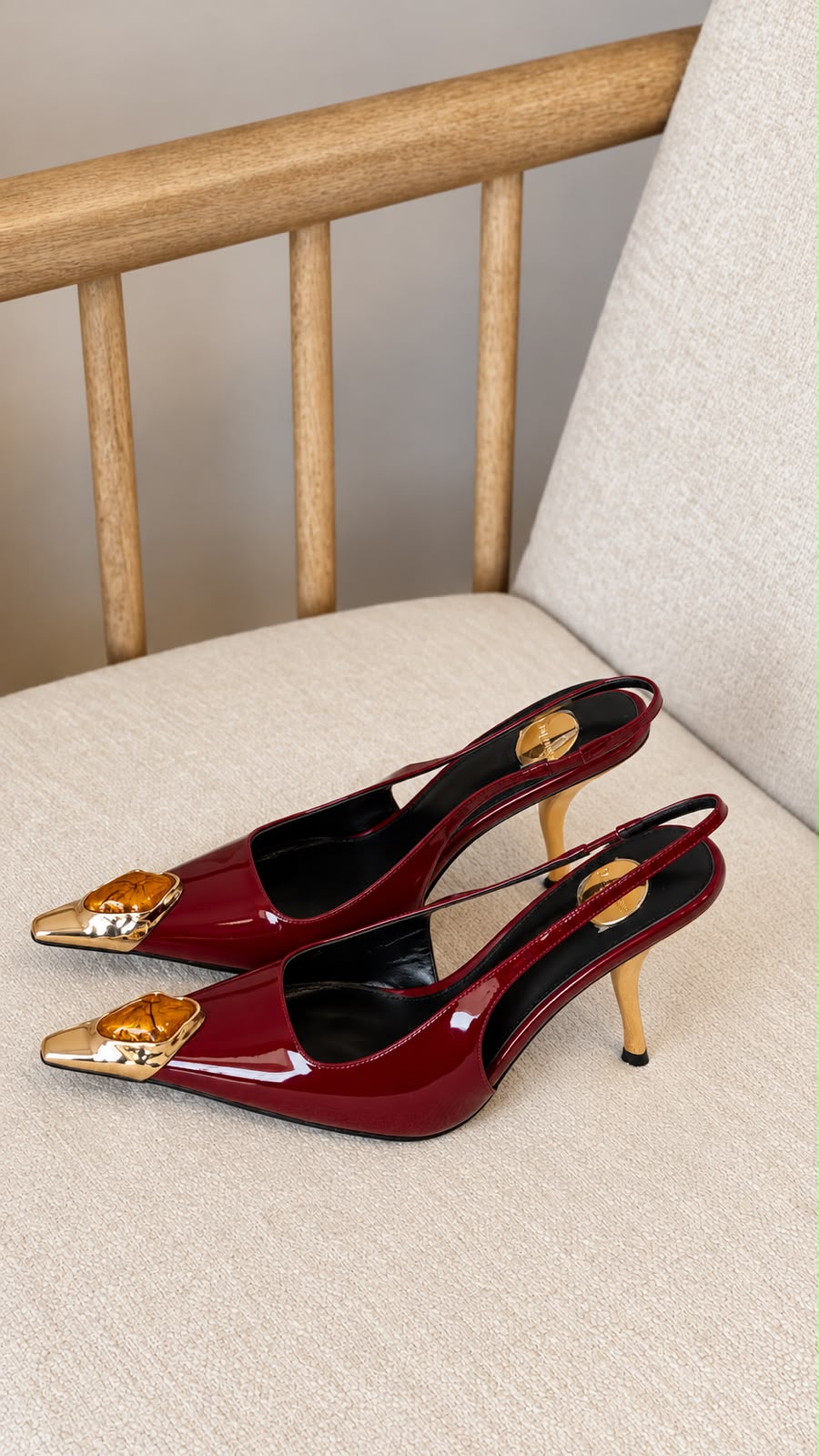 Saint Laurent Lee Patent Leather Gem-Embellished Slingback