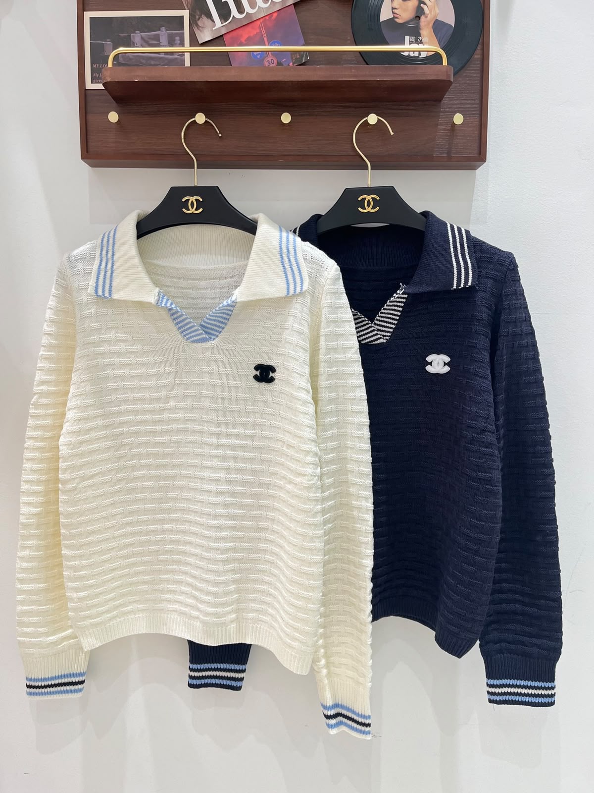 Chanel Knit Polo Sweater with CC Logo