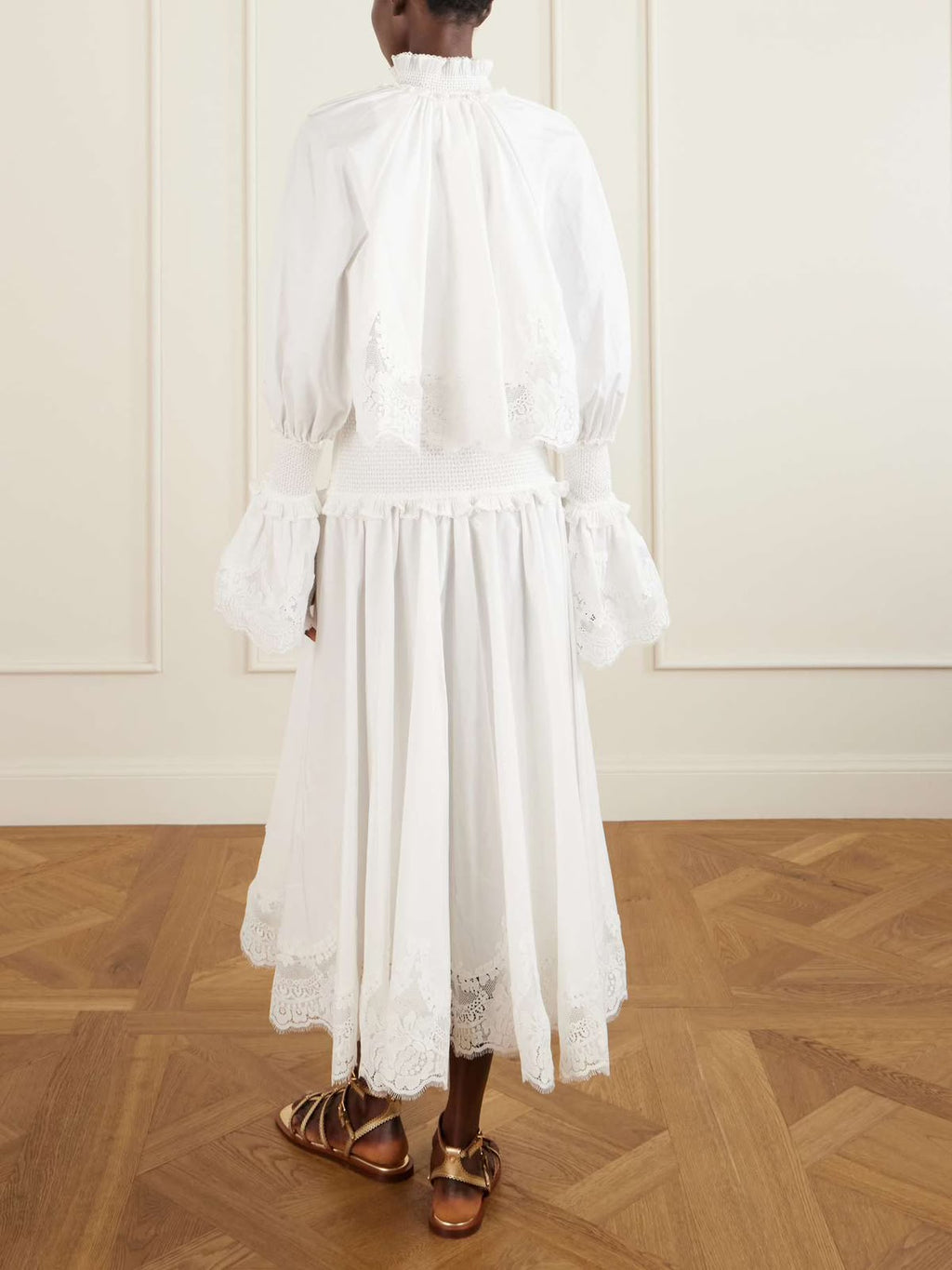 Zimmermann Valiant Lace Caped Midi/Maxi Dress