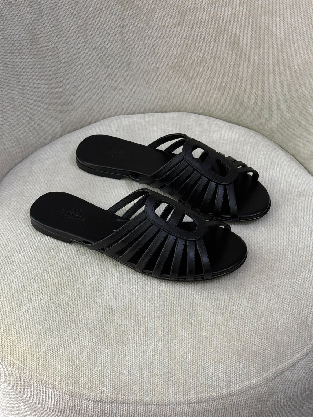 Hermès  Suede Chaine d'Ancre Flat Sandals